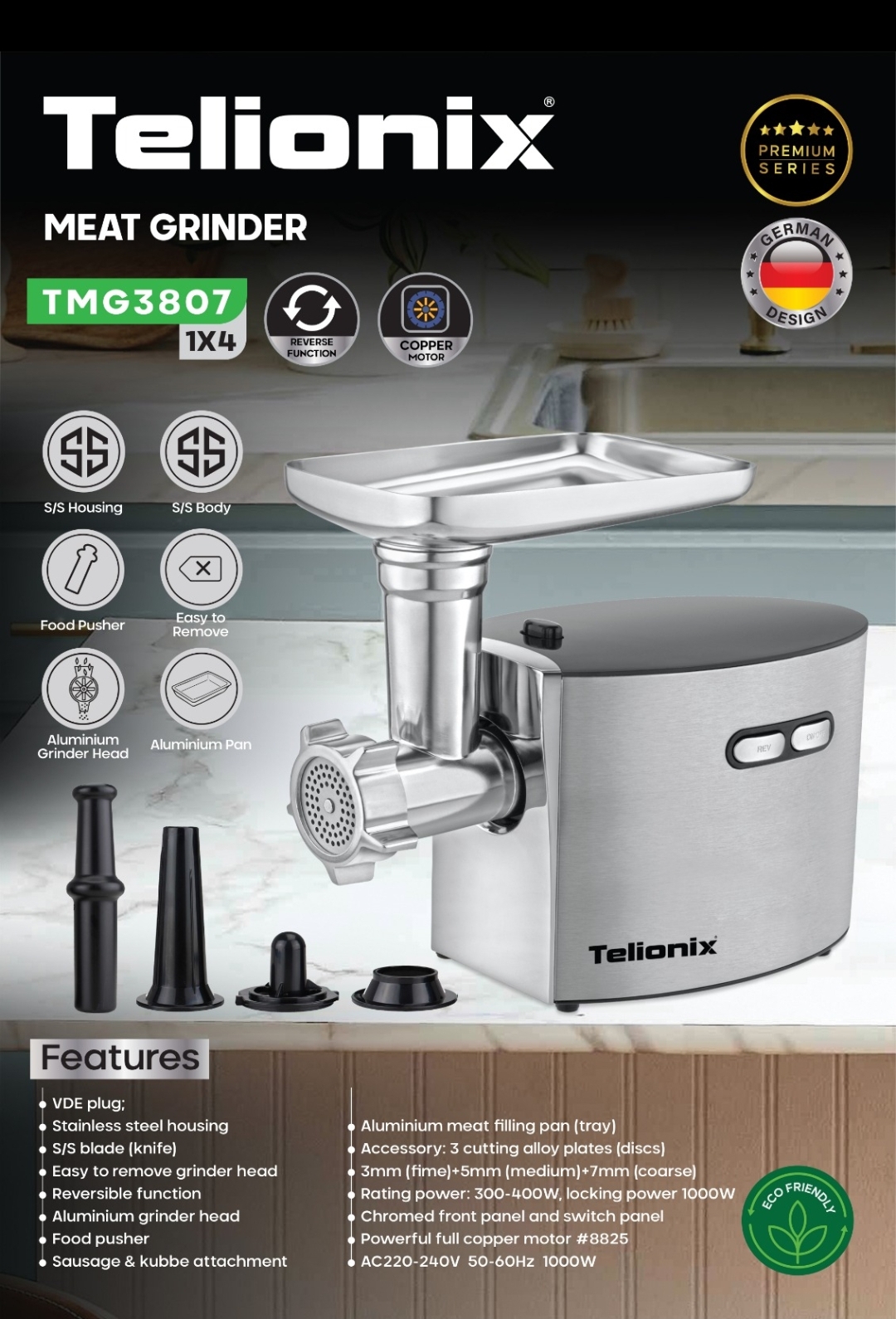 چرخ گوشت تلونیکس مدلTMG3807