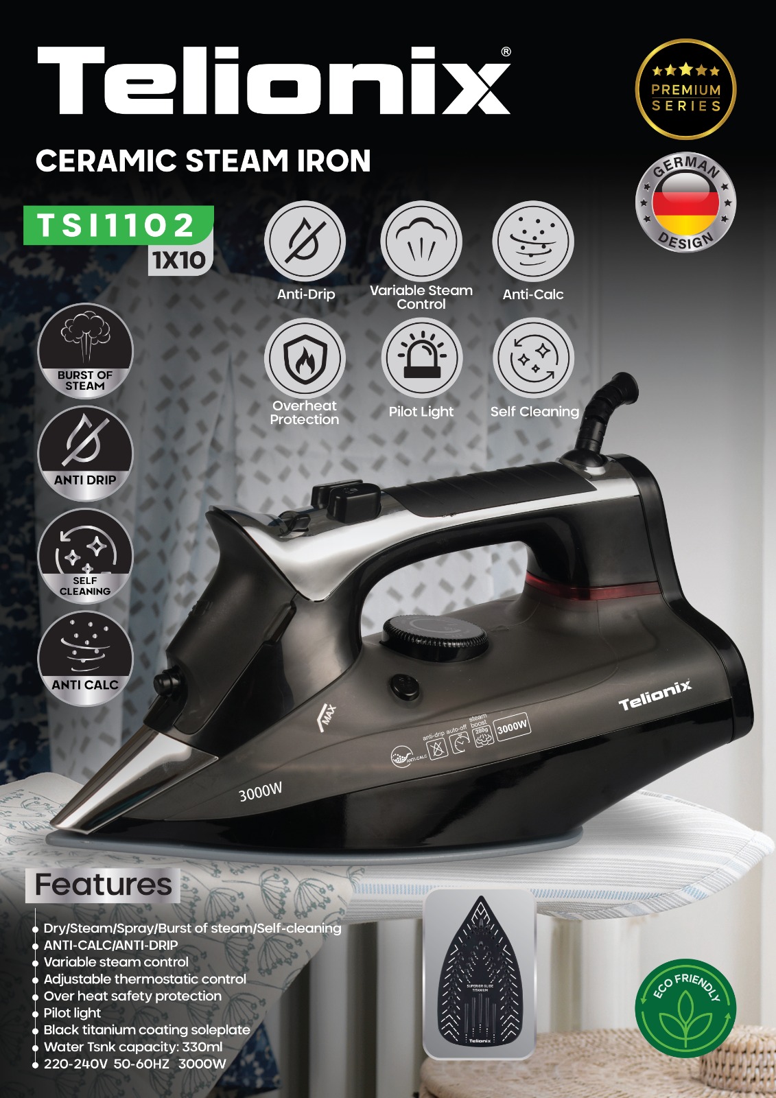 اتو لباس تلونیکس مدل TSI 1102